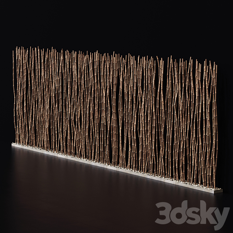 Screen long bamboo thin pebble decor n1 \/ Long screen made of thin bamboo branches No. 1 3DS Max - thumbnail 2