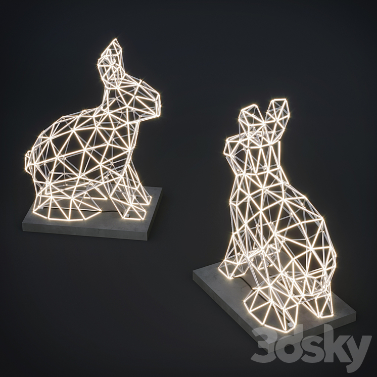 Sculpture Led hare 3DS Max - thumbnail 2