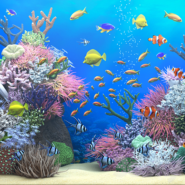 Seawater aquarium 3DS Max Model - thumbnail 3