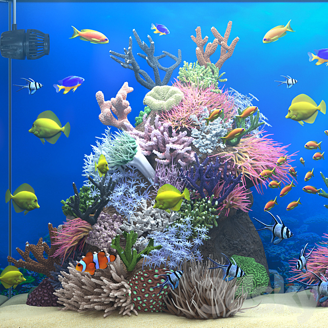 Seawater aquarium 3DS Max Model - thumbnail 4