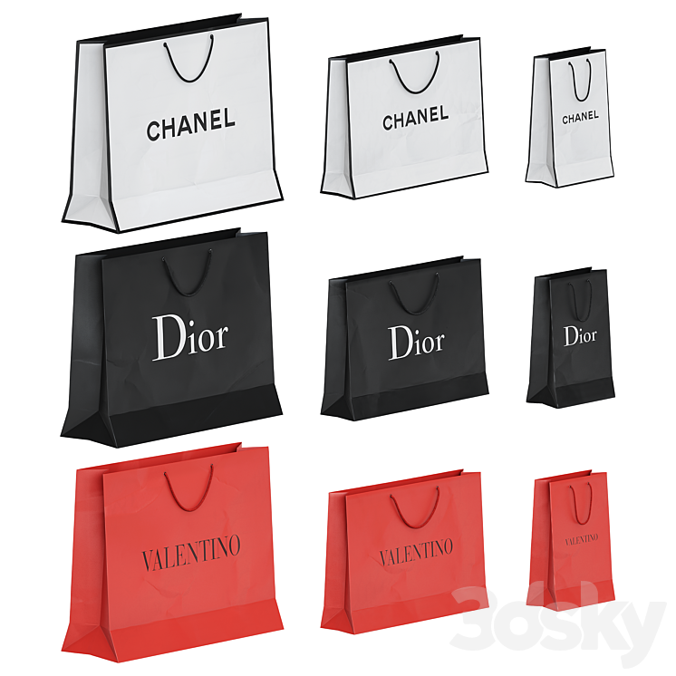 Set of Brand Shopping Bags 2 3DS Max Model - thumbnail 1