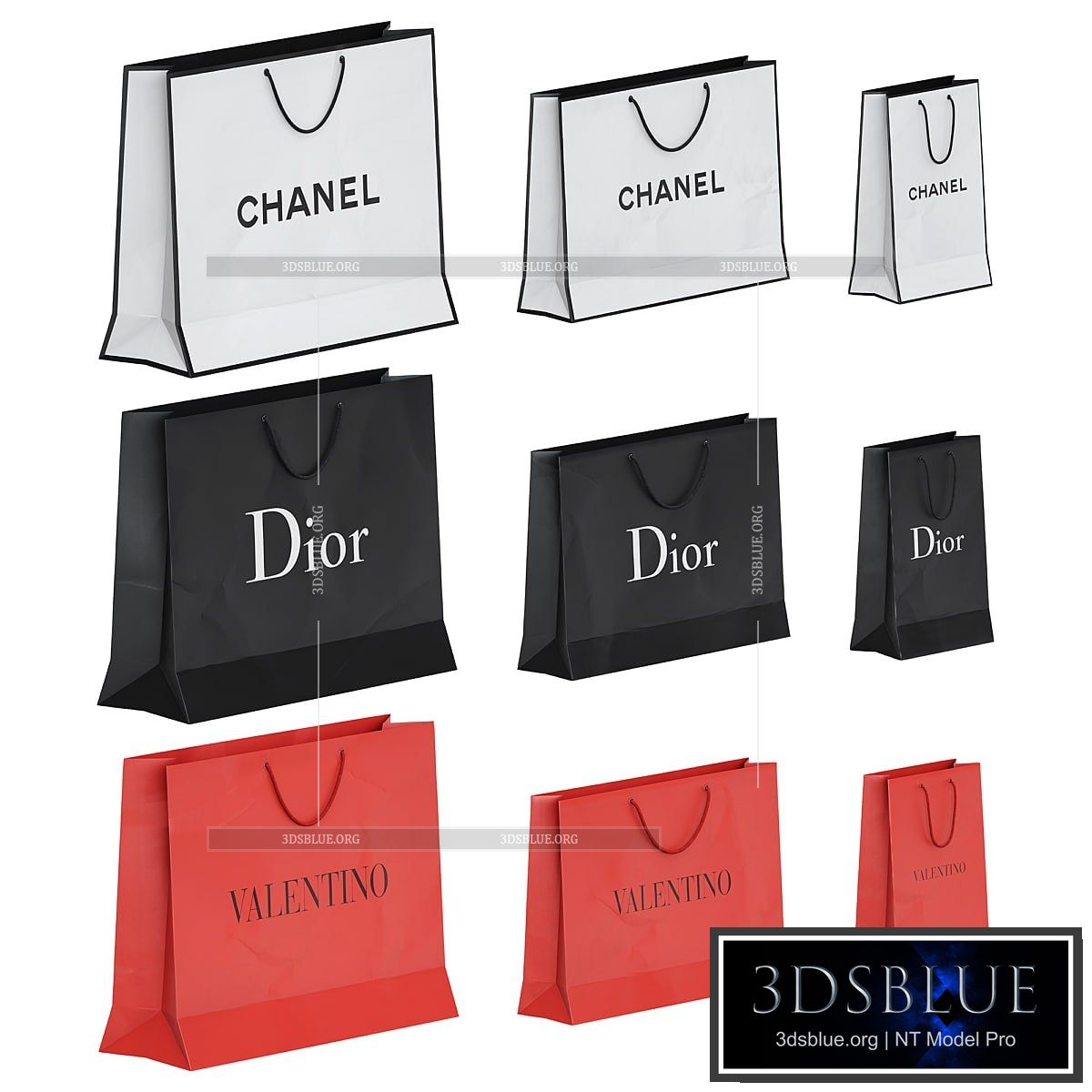 Set of Brand Shopping Bags 2 3DS Max - thumbnail 3