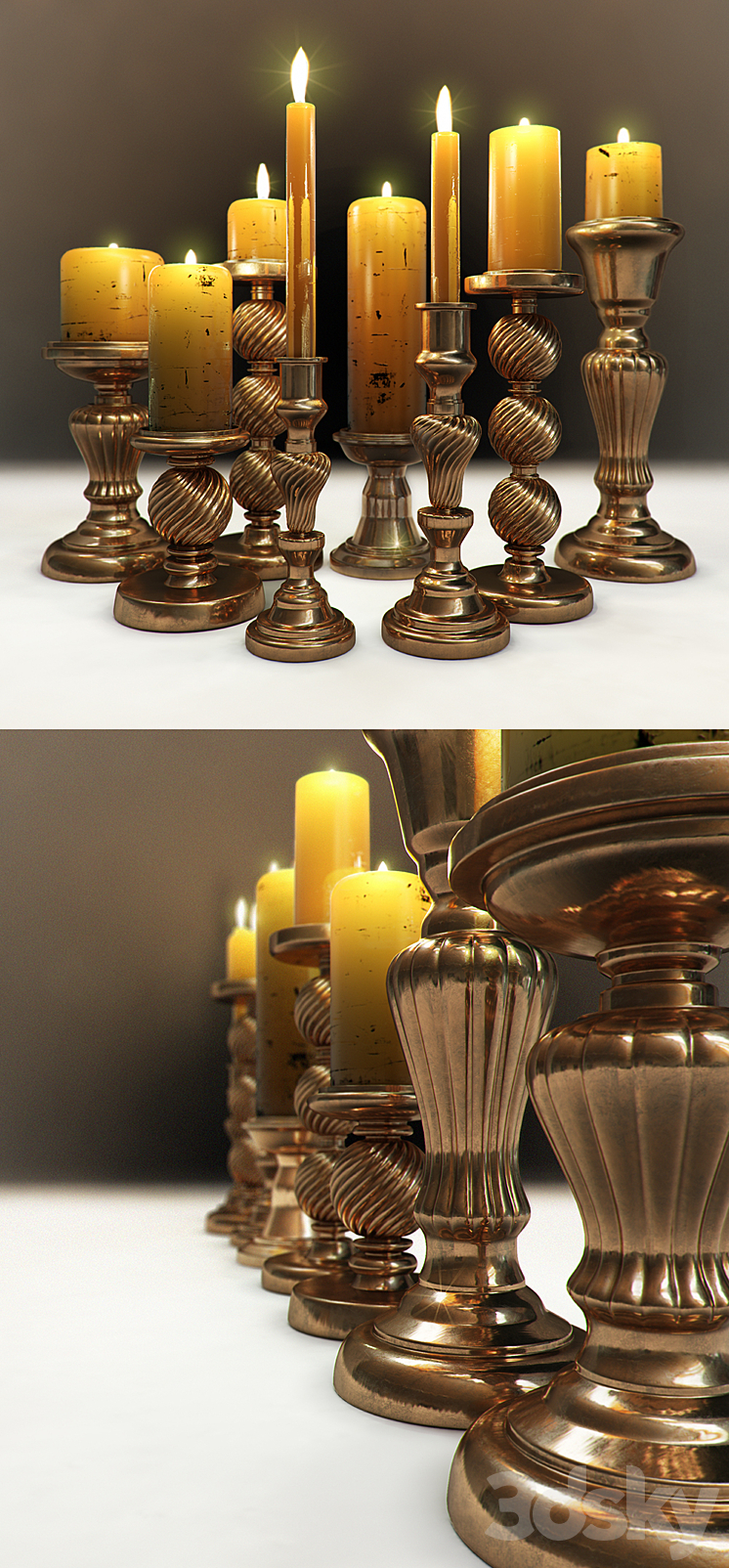 Set of chandeliers with candles 3DS Max - thumbnail 2