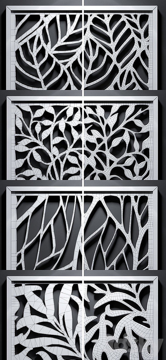 Set of decorative panels_01 (4pcs 3c.) 3DS Max Model - thumbnail 3