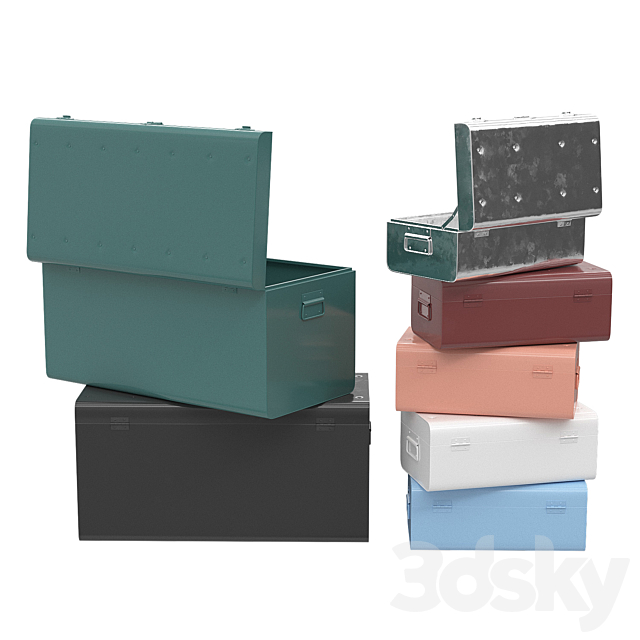 Set of metal chests Denise 3DS Max Model - thumbnail 2