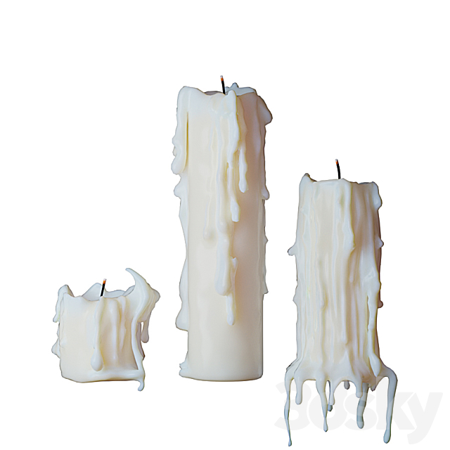 Set of molten candles 2 3DS Max Model - thumbnail 2