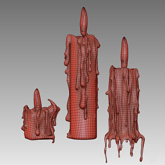 Set of molten candles 2 3DS Max Model - thumbnail 3