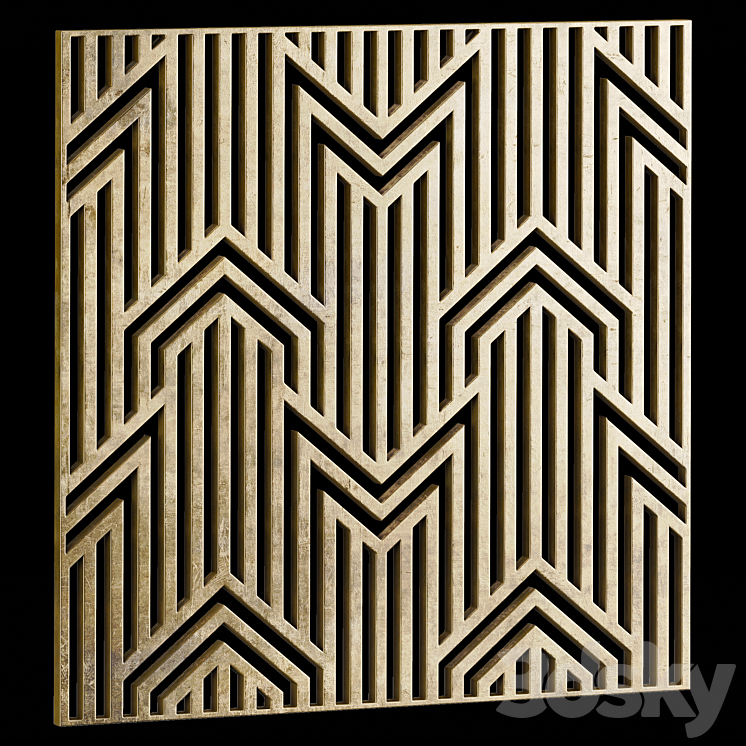 Set of square decorative panels 18 3DS Max Model - thumbnail 2