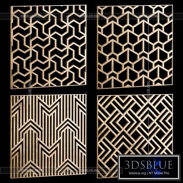 Set of square decorative panels 18 3DS Max - thumbnail 3