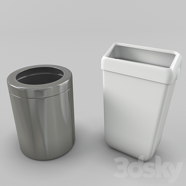 Set of trash cans and crumpled paper 3DS Max Model - thumbnail 4