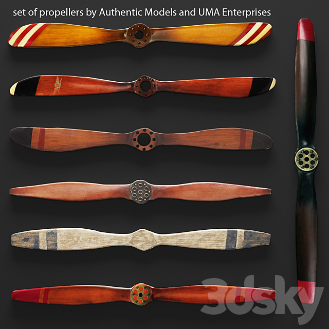 Set propellers from UMA Enterprises and Authentic Models. propeller. wall decor. picture. metal. decorative. for wall 3DSMax File - thumbnail 1