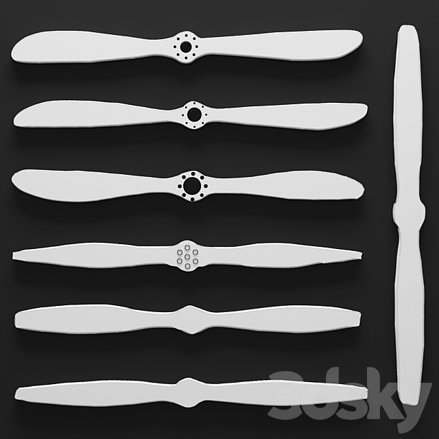 Set propellers from UMA Enterprises and Authentic Models. propeller. wall decor. picture. metal. decorative. for wall 3DSMax File - thumbnail 3