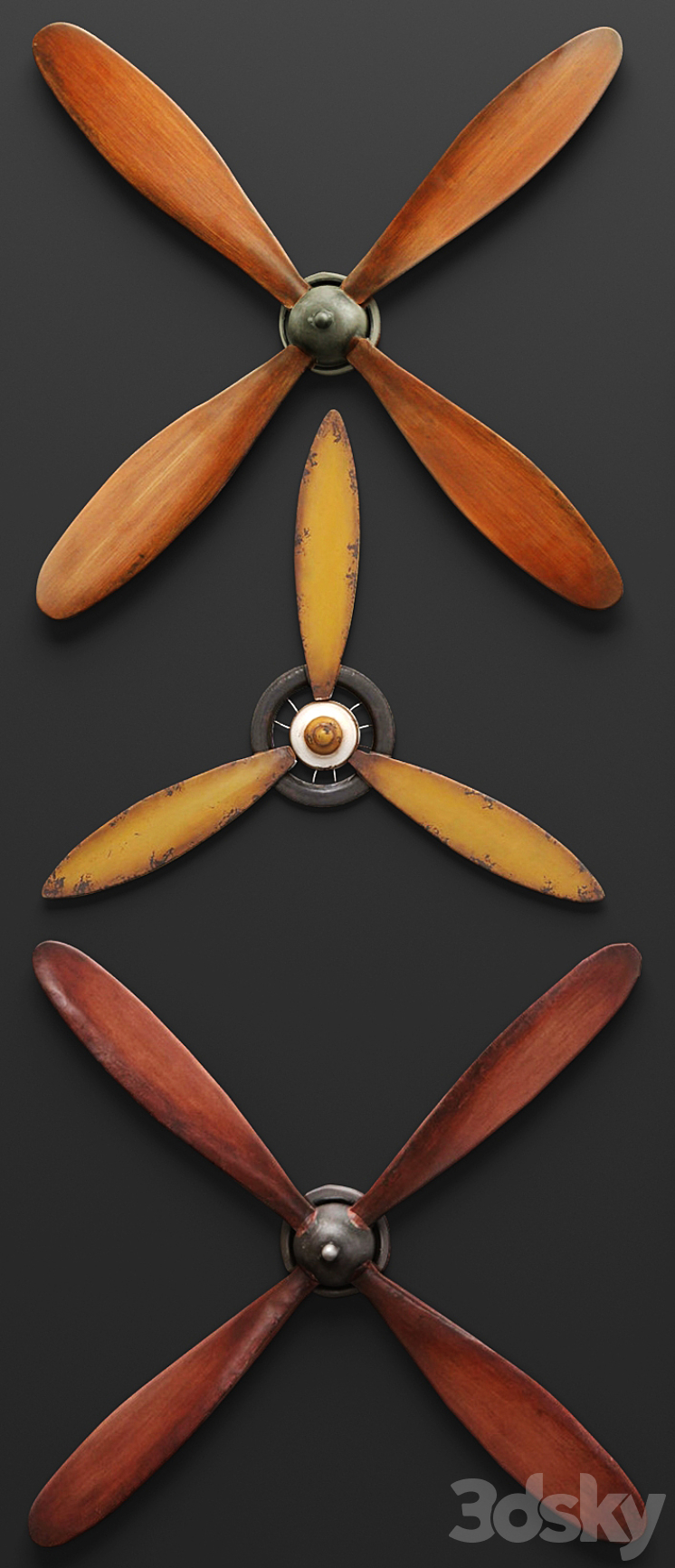 Set propellers from UMA Enterprises and the picture RENWIL propeller wall decor picture metal decorative for wall 3DS Max - thumbnail 2