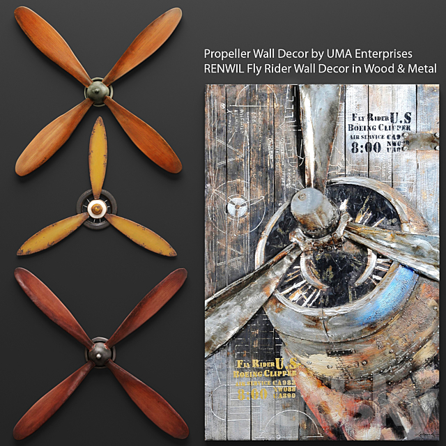 Set propellers from UMA Enterprises and the picture RENWIL. propeller. wall decor. picture. metal. decorative. for wall 3DSMax File - thumbnail 1