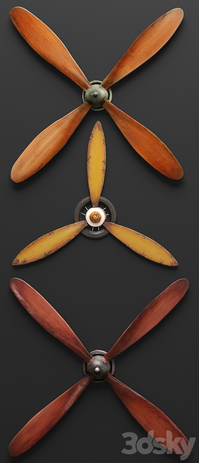 Set propellers from UMA Enterprises and the picture RENWIL. propeller. wall decor. picture. metal. decorative. for wall 3DSMax File - thumbnail 2