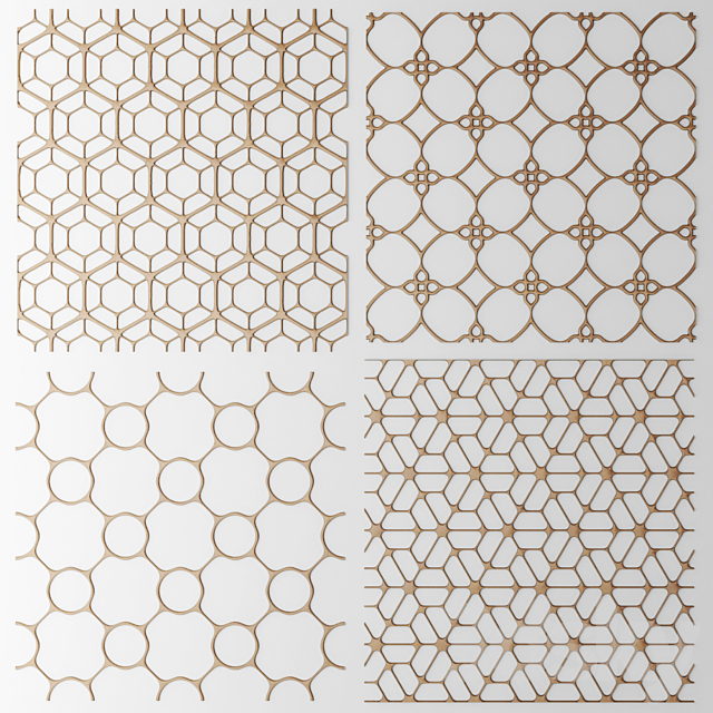 Set. The grille panel. Lattice. panel. pattern. art. abstraction. decorative. interior. wall decor 3DSMax File - thumbnail 1