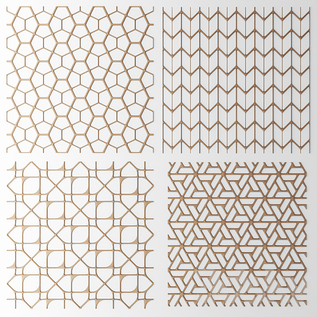 Set. The grille panel. Lattice. panel. pattern. art. abstraction. decorative. interior. wall decor 3DSMax File - thumbnail 1