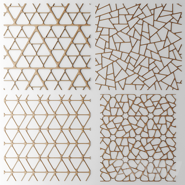 Set. The grille panel. Lattice. panel. pattern. art. abstraction. decorative. interior. wall decor 3DSMax File - thumbnail 1