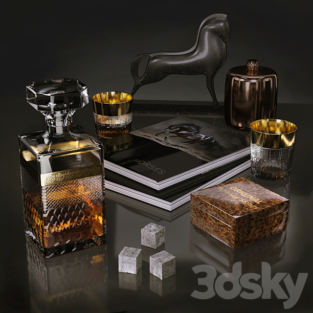 Set whiskey and horses 3DSMax File - thumbnail 1