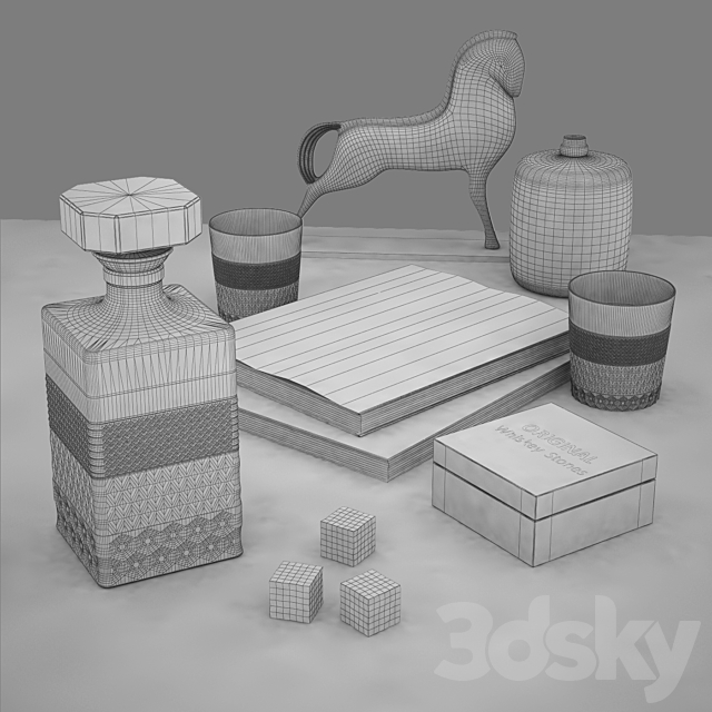 Set whiskey and horses 3DSMax File - thumbnail 2