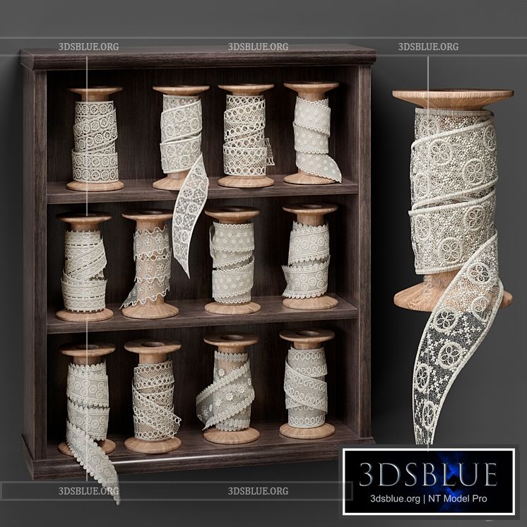 Shelf with spools of lace 3DS Max - thumbnail 3