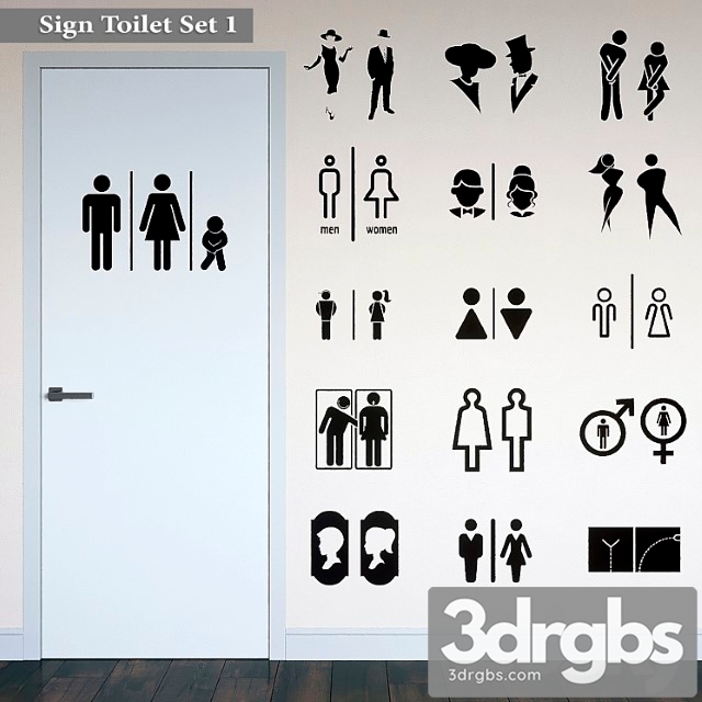 Sign toilet set 1 3dsmax Download - thumbnail 1