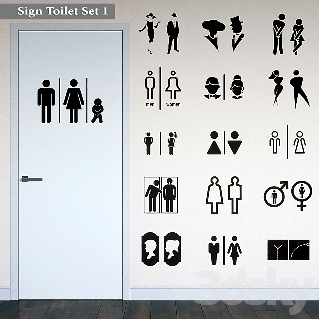 Sign Toilet Set 1 3DSMax File - thumbnail 1