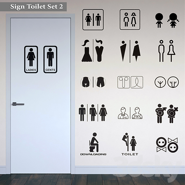 Sign Toilet Set 2 3DSMax File - thumbnail 1