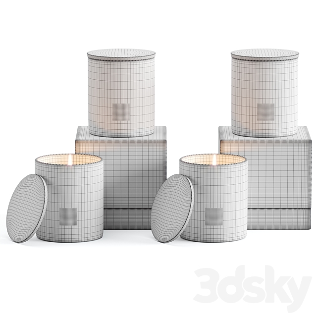 Slettvoll Glass Scented Candle Set 3DS Max Model - thumbnail 4