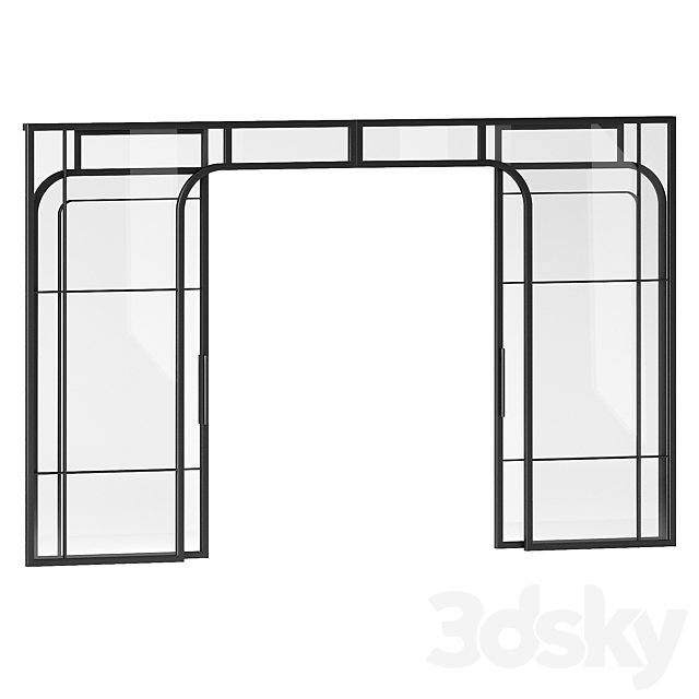 Sliding partition made of metal and glass 3DS Max Model - thumbnail 2