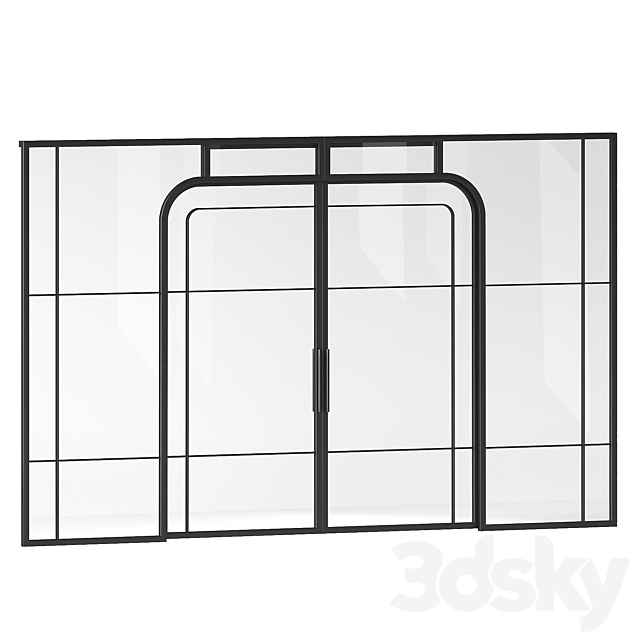 Sliding partition made of metal and glass 3DS Max Model - thumbnail 3