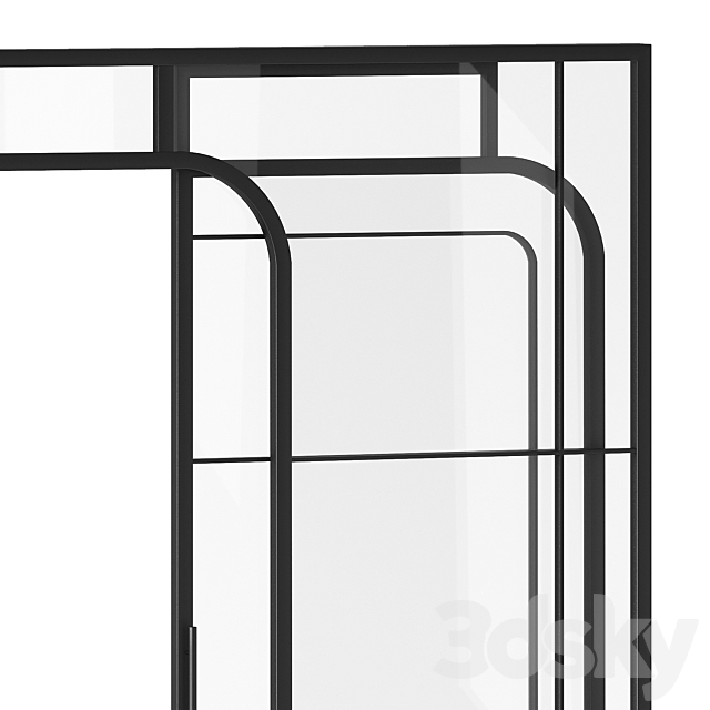 Sliding partition made of metal and glass 3DS Max Model - thumbnail 4