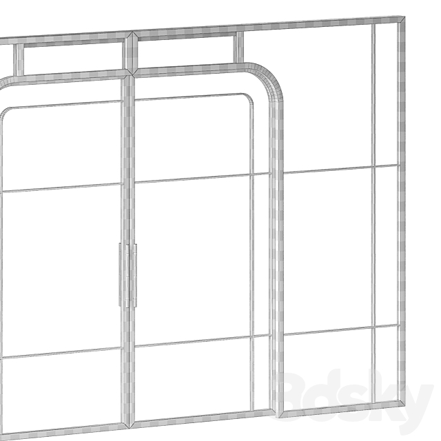 Sliding partition made of metal and glass 3DS Max Model - thumbnail 5