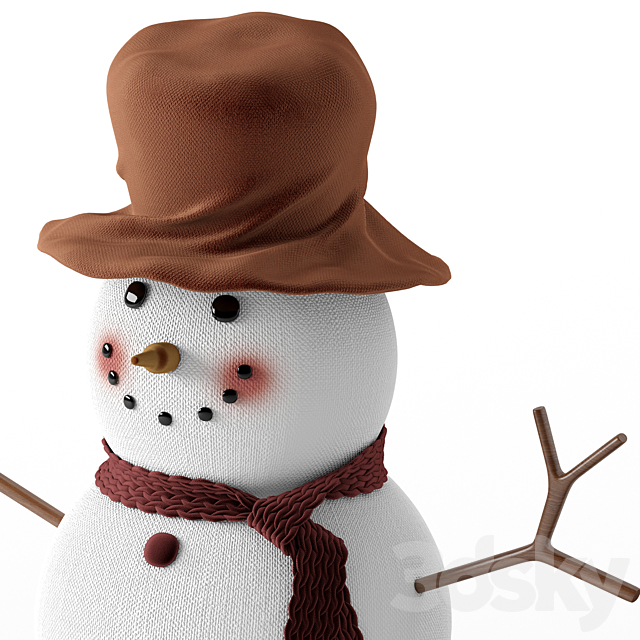 Snowman and wooden christmas tree 3DS Max Model - thumbnail 4