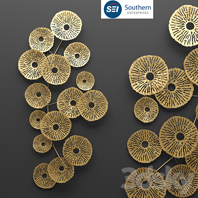 Southern Enterprises Aura Abstract Wall Sculpture. wall decor. art. metallic. luxury. gold. abstraction. flowers. panels 3DSMax File - thumbnail 1