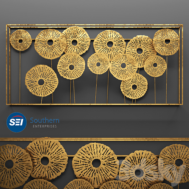 Southern Enterprises Aura Wall Sculpture wall decor art metallic luxury gold abstraction flowers panels contemporary art sculpture art wall decor 3ds Max - thumbnail 1