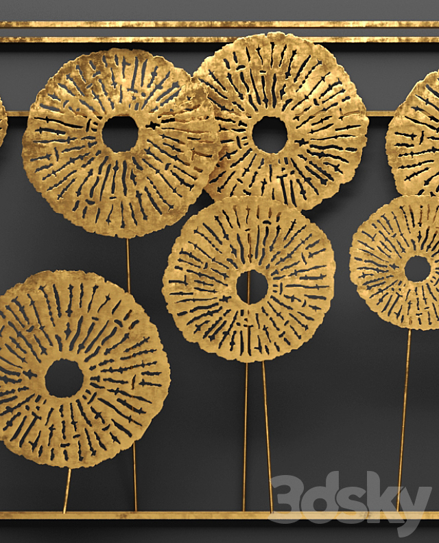 Southern Enterprises Aura Wall Sculpture wall decor art metallic luxury gold abstraction flowers panels contemporary art sculpture art wall decor 3ds Max - thumbnail 2