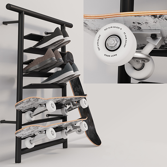 SPANST Shelf for shoes _ skateboard (IKEA) 3DSMax File - thumbnail 2