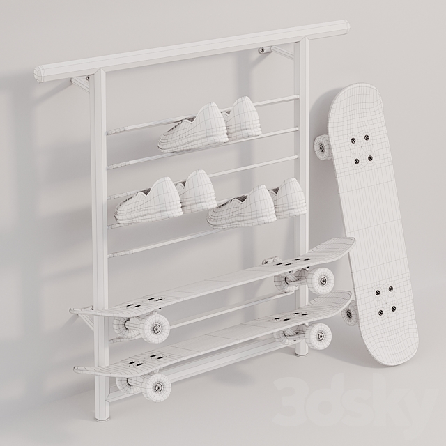 SPANST Shelf for shoes _ skateboard (IKEA) 3DSMax File - thumbnail 3