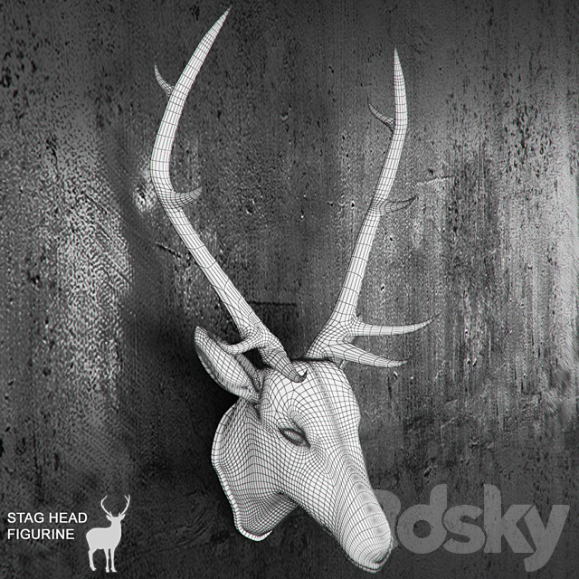 Stag Head figurine 3DSMax File - thumbnail 2