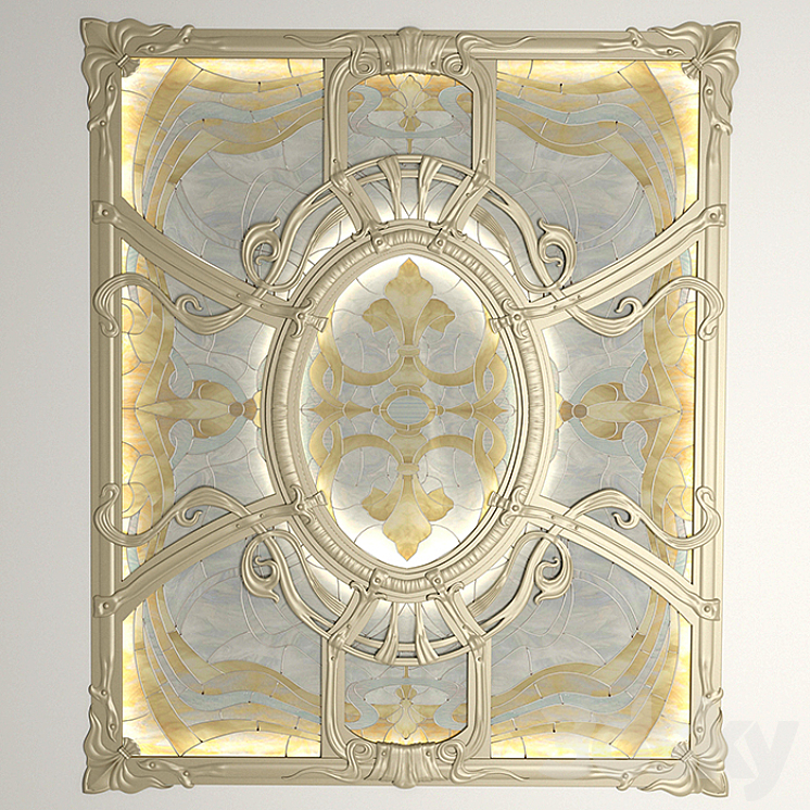 Stained glass ceiling in the forged frame. 3DS Max - thumbnail 1