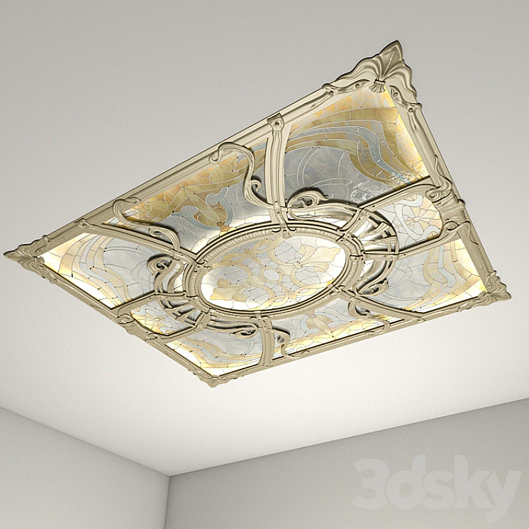 Stained glass ceiling in the forged frame. 3DS Max - thumbnail 2