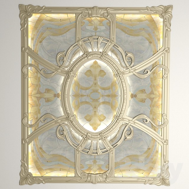 Stained glass ceiling in the forged frame. 3DS Max - thumbnail 3