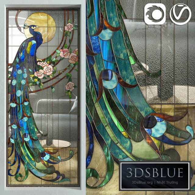 Stained Glass Peacock 3DS Max - thumbnail 3