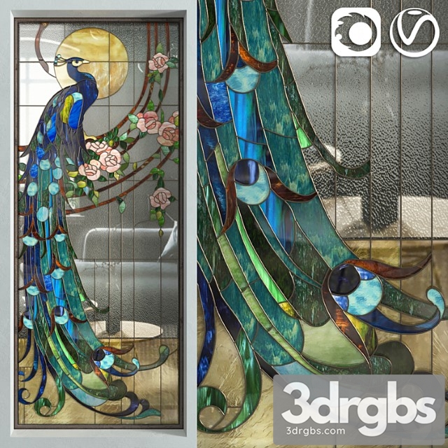 Stained Glass Peacock 3dsmax Download - thumbnail 1