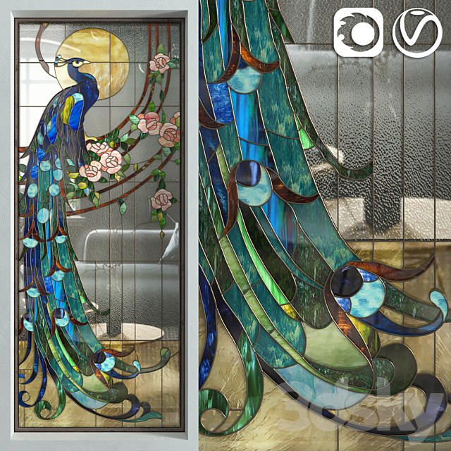 Stained Glass Peacock 3DSMax File - thumbnail 1