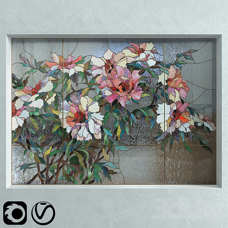 Stained Glass Peonies 3DS Max - thumbnail 1