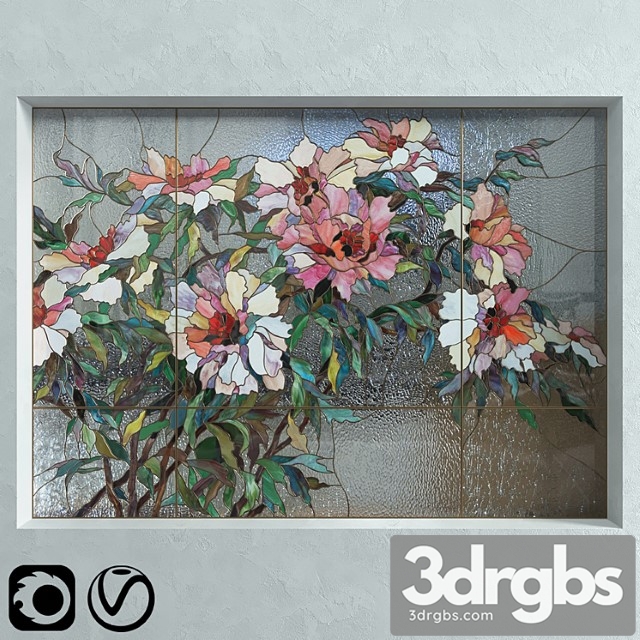 Stained glass peonies 3dsmax Download - thumbnail 1