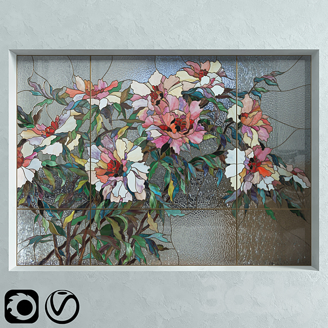 Stained Glass Peonies 3DSMax File - thumbnail 1