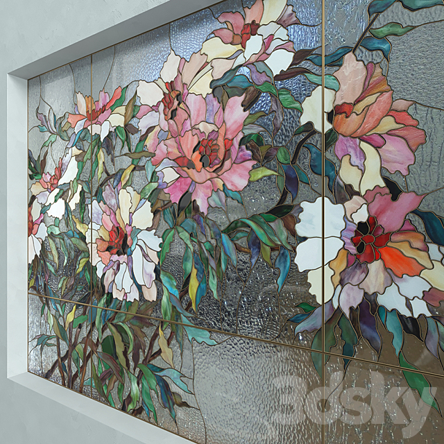 Stained Glass Peonies 3DSMax File - thumbnail 2